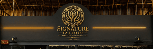 Signature Tattoos studio signage at Layna Plaza Bang Tao Beach Phuket